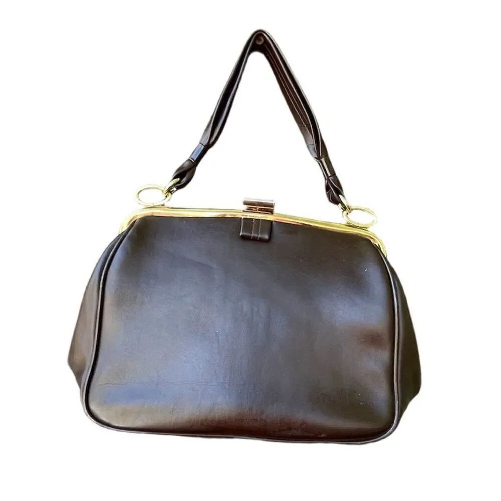 Vintage Midcentury faux leather satchel